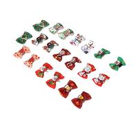 Tnfeeon 20 Lazos Navideños para el Pelo de, Accesorios Hechos a Mano para el Cuidado de Mascotas para Razas Pequeñas, Material de Poliéster con Bandas de Goma Seguras, Sesiones Fotográficas