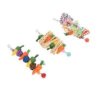 Tnfeeon 3PCS Juguetes para Masticar Loros Bolas de Ratán Coloridas Bambú Trituración Forrajeo Diversión 9.4 9.8 10.2 Pulgadas Configuración de Jaula para Pájaros Pequeños Medianos Periquitos