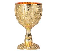 Tnfeeon Adornos Juego de Vino, Copa Retro de Metal, 2 Piezas, Mini Copas de Vino de 30 Ml, Decoración de Exhibición Europea Dorada para el Hogar, Bar, Estante, Gabinete, Colección de Viajes (oro de