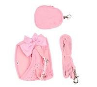 Tnfeeon Arnés para Lindo con Decoración de Lazo de Diamantes de Imitación, Juego de Correa Transpirable para Perros Pequeños y Gatos, Ideal para Paseos Diarios (XS)
