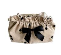Tnfeeon Bolsa de Maquillaje de Pana Bolsa de Cosméticos con Patrón de Cereza 21 X 10 X 10 Cm Cierre de Cremallera Diseño de Lazo Espacioso y Liviano para Viajes Almacenamiento Diario Mujeres y Niñas