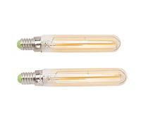 Tnfeeon Bombilla de Tubo LED de 2 Uds, Bombillas de Cristal E14 de 4W, 2300K, Brillo Blanco Cálido, Vintage Moderno, para Dormitorio, Sala de Estar, Baño, Restaurante, Decoración de Oficina (GOLD)
