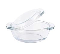 Tnfeeon Cacerola de Vidrio con Tapa, Apta para Horno y Microondas para Hornear, Cocinar Panes con Levadura, Postres, Adecuada para Almacenar Guisos y Hacer Pasteles (M 1L)