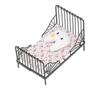 Tnfeeon Cama para Casa de Muñecas 1:12, Cama para Muñecas con Estructura de Metal y Colchón, Muebles de Dormitorio en Miniatura para Decoración de Casa Escala 1:12 (Escribe un)