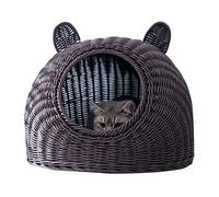 Tnfeeon Cama para Gatos de Interior, Refugio Suave con Diseño Abierto, Casa para Gatos de Estilo Biónico, Construcción de Plástico Duradero, Lugar para Dormir para Compañeros Felinos (Café)
