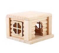 Tnfeeon Casa de Madera para Hámster con Techo Desmontable, Cabaña de Pino Natural con Ventanas Decorativas, Refugio para Chinchillas, Hurones y Roedores Pequeños