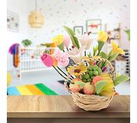 Tnfeeon Cesta de Frutas con Flores en Miniatura 1:12, Decoración de Arcilla Hecha a Mano con Flores y Frutas Vibrantes, Medidas de 0,8 X 1,6 Pulgadas para Escenas de Casas de Muñecas, Exhibiciones