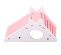 Tnfeeon Colorida Casa para Hámster para Mascotas, Escondite de Madera con Toboganes y Escaleras para Animales Pequeños, Divertido y Hábitat para Hámsteres, Ardillas Jerbos (Rosado)