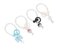 Tnfeeon Correa con Cuentas para Teléfono, Correa para la Muñeca del Teléfono, 4 Piezas con Cuentas, Anticaída, Elegante Cordón para Móvil para Mujeres, Niñas, Llavero, Cartera, Bolso, Dije para
