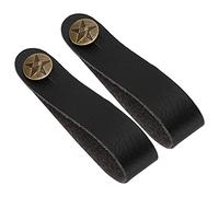 Tnfeeon Correa de Cabeza de Guitarra Corbata con Hebilla de Metal, Botón de Cuello de Cuero PU Claro y Resistente, Cuerda de Guitarra Negra de 2 Piezas para Jugadores de Ukelele Eléctricos Acústicos