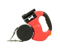 Tnfeeon Correa para Perros Retráctil Doble Correa Reflectante para Perros ABS y Nylon con Luz LED Dos Sin Cerradura con Un Botón Doble Manija para Caminar Nocturno (Versión de batería roja)