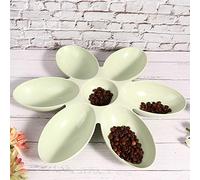 Tnfeeon Cuenco de Alimentación para Gatos, Comedero de Pétalos de Plástico con Seis Compartimentos, Diseño sin Fugas para Gatos y Perros (Green)