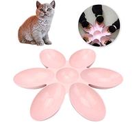 Tnfeeon Cuenco de Alimentación para Gatos, Comedero de Pétalos de Plástico con Seis Compartimentos, Diseño sin Fugas para Gatos y Perros (Pink)