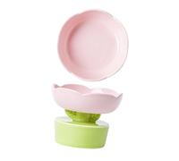 Tnfeeon Cuenco Elevado para Gatos, Alimentador de Agua y Comida para Mascotas Elevado de Cerámica con Forma de Flor, Protección para el Cuello para Perros y Gatos Pequeños (Pink)