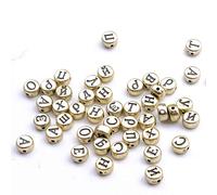 Tnfeeon Cuentas de Letras Rusas para Hacer Joyas Personalizadas, Cuentas Artesanales de Alfabeto Acrílico Dorado de 0,16 X 0,28 Pulgadas, 100 Piezas, Ideal para Actividades Educativas y Manualidades