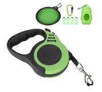 Tnfeeon Daily Walks Freedom Correa Retráctil para, Ligero y Antideslizante, 16.4 Pies para Perros Pequeños y Medianos con Cuenco Plegable Dispensador de Bolsas de Basura (Green)
