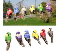 Tnfeeon Decoración Colorida Hecha a Mano De Pájaros Artificiales, Material De Espuma, Bueno para Bodas en el Jardín del Hogar, 12 Uds. De Pájaros Simulados