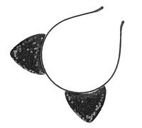 Tnfeeon Diadema con Orejas de Gatito, Accesorio para el Cabello con Lentejuelas, Elegante Decoración de Orejas de Gato para Mujeres, Perfecta para Fiestas y Bodas (BLACK)