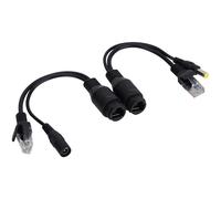 Tnfeeon Divisor de Cable de Adaptador POE Pasivo para Permitir POE en Dispositivos, Fuente de Alimentación Confiable, Adecuada para Cámaras de Seguridad IP y Puntos de Acceso Inalámbrico, Tipo (BLACK)