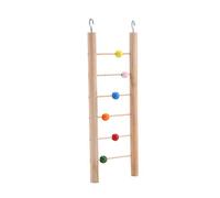 Tnfeeon Escalera de Madera para Loros, Juguete para Escalar Pájaros con Cuentas y Campanas, Divertido Columpio para Periquitos y Cacatúas, Soporte de Madera para Pájaros de 9,8x3,7 Pulgadas (Talón)