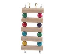 Tnfeeon Escalera para Loros, de Madera con Cuentas de Colores, Puente de Escalada Flexible, Juguete para Pájaros Pequeños, Ideal para Periquitos y Cacatúas (S (5 Pasos 6 * 12 cm))