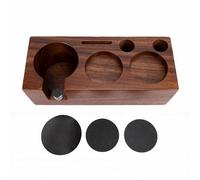 Tnfeeon Estación de Compactación de café, Soporte de Almacenamiento de Madera para Portafiltro de 51mm, 53mm, Distribuidor de Manipulación, café en Casa, Nogal