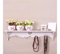 Tnfeeon Estantes de Pared en Forma de Corazón, Almacenamiento Flotante Moderno con Cuatro Ganchos para Colgar Abrigos, Sombreros, Corbatas, Acabado Blanco, Mide 24 Pulgadas por 4 Pulgadas, Ideal