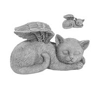 Tnfeeon Estatua Conmemorativa de Mascotas de ángel Durmiente, Escultura de Jardín de Resina Tallada a Mano, Adorno para Exteriores a Prueba de Sol, Decoración de Lápida de 220 G para Tumba de (Gato