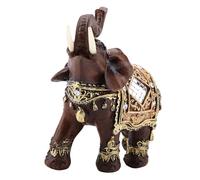 Tnfeeon Estatua de Elefante Decorativa, Figura de Prosperidad con Traje Ceremonial de Resina para Decoración del Hogar y la Oficina, Regalo (Grano de Madera de Gran tamaño.)