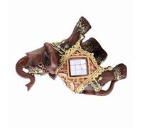 Tnfeeon Estatua de Elefante Decorativa, Figura de Prosperidad con Traje Ceremonial de Resina para Decoración del Hogar y la Oficina, Regalo (Trompeta de Grano de Madera)