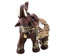 Tnfeeon Estatua de Elefante Riqueza Estatuilla Grano de Madera Lucky Feng Shui Craft Decoración del hogar(L)