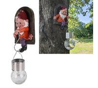 Tnfeeon Estatua de Gnomo Jardín con Luz Solar Decoración Al Aire Libre Luces Automáticas para Entusiastas la Noche Figura Decorativa Valla el Hogar Patio Jardinería Caras Regalo