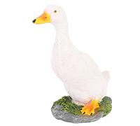 Tnfeeon Estatua de Pato Blanco, Adorno de Animal de Simulación de Resina de 14cm para Decoración de Patio y Jardín