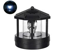 Tnfeeon Faro Decorativo Solar IP44, Lámpara Nocturna LED Giratoria de | Baliza de giro automático de 360°, activación al anochecer, estatua exterior inoxidable de 1,2 V, luz decorativa para