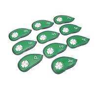 Tnfeeon Fundas para Cabezas de Palos de Golf, Diseño de Trébol de Cuatro Hojas, Fundas para Hierros de Golf de Cuero PU Suave, Juego de 10 Piezas para Palos 4-9, A, P, S, X, Cierre Fácil con Cinta,