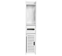 Tnfeeon Gabinete de Almacenamiento de Baño, Organizador de 3 Niveles con Cajón de Almacenamiento de Pañuelos, Acabado de Madera Blanca 31.5x6.1x5.9 Pulgadas para Baño Lavandería Sala de