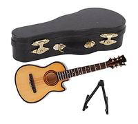 Tnfeeon Guitarra en Miniatura Modelo de Tilo de Madera con Soporte y Estuche Compacto 6.2 X 2. X 0.6 Pulgadas para Amantes de la Música Exhibición de Decoración del Hogar para Coleccionistas y Casas