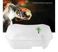 Tnfeeon Hábitat de Tortuga de Plástico, Reptil Compacto con Plataforma para Tomar el Sol para Uso en Interiores, Material PP No Tóxico para Mascotas Acuáticas Pequeñas, Tamaño de 15.74 X 9.05 (White)