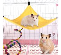Tnfeeon Hamaca para Animales Pequeños, Cama de Lona Suave para Hámster, Ardilla, Conejillo de Indias, Triángulo Colgante, Jaula para Siesta para Mascotas, Accesorios (Yellow)
