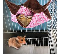 Tnfeeon Hamaca para Jaula para Mascotas, Cama Colgante de Doble Capa para Animales Pequeños con Ropa de Cama Suave y Cálida y Diseño Que Ahorra Espacio, Cobayas, Planeadores del Azúcar