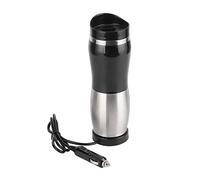 Tnfeeon Hervidor Eléctrico para Coche, Taza Calefactora de Acero Inoxidable 304, 12 V, 400 Ml, 50 W, Taza de Viaje Portátil con Tapa a Prueba de Fugas, Hierve Agua a 212 F para Conductores, (DC12V)