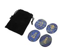 Tnfeeon Juego de 4 Piedras con Símbolos de Reiki de Palma, Juego de Chakras de Cristal Pulido de Amatista para Curación, Meditación y Equilibrio de Energía (lapislázuli)