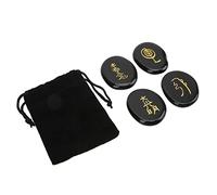 Tnfeeon Juego de 4 Piedras con Símbolos de Reiki de Palma, Juego de Chakras de Cristal Pulido de Amatista para Curación, Meditación y Equilibrio de Energía (BLACK)