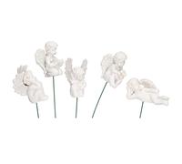 Tnfeeon Juego de 5 Figuras de Ángeles de Resina para Jardín - Esculturas de Cupido en Palo para Decoración Interior y Exterior Regalos