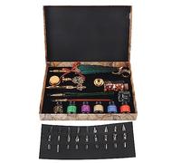 Tnfeeon Juego de Bolígrafos Europeos, Kit de Escritura Retro con Puntas de Repuesto y Botellas de Tinta para Regalo, Ideal para Escritores y Amantes de la Caligrafía (SP271935R salpicado de oro