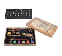 Tnfeeon Juego de Bolígrafos Europeos, Kit de Escritura Retro con Puntas de Repuesto y Botellas de Tinta para Regalo, Ideal para Escritores y Amantes de la Caligrafía (SP271902R salpicado de oro