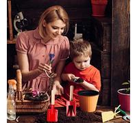 Tnfeeon Juego de Herramientas de Jardinería para Niños de 5 Piezas, Herramientas de Jardinería Manuales con Mangos de Madera para Plantar Al Aire Libre, Adecuado para Niños de 3 a 13 Años Juego de 5