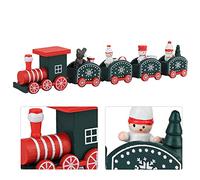 Tnfeeon Juego de Juguetes de Trenes de Papá Noel de Madera, Modelo de Tren Navideño de Madera para Decoración del Hogar y Juego Educativo para Niños y Niños Pequeños (Cinco Festivales Verdes)