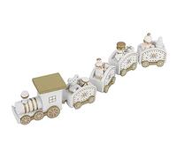 Tnfeeon Juego de Juguetes de Trenes de Papá Noel de Madera, Modelo de Tren Navideño de Madera para Decoración del Hogar y Juego Educativo para Niños y Niños Pequeños (Cinco Nudos Blancos)