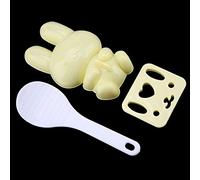 Tnfeeon Juego de Moldes para Onigiri de Conejo, Prensa de Bolas de Arroz de PP de Calidad Alimentaria, Fácil Creación Antiadherente, Ligero, 1,45 Onzas, Dos Moldes, Cuchara para Comidas Familiares,